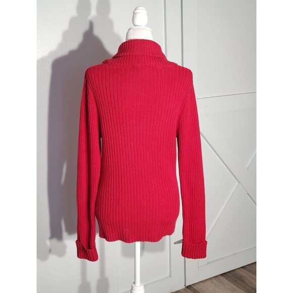 GEOFFREY  BEENE SWEATER COLOR RED LONG SLEEVE COTTON-SPANDEX  SIZE L - Picture 4 of 6